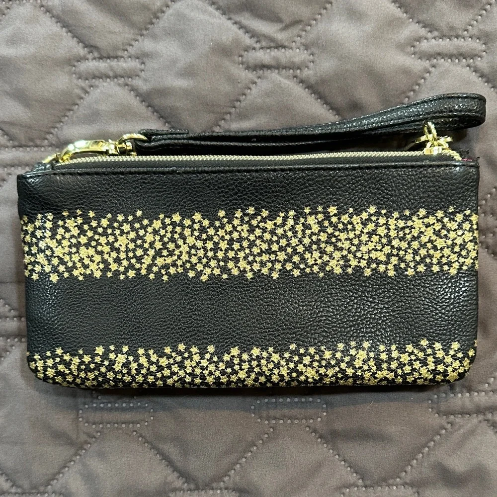 Betsey Johnson Wallet - Black With Gold Stars